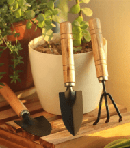 Mini gardening tool set with wooden handles – 3-piece kit for indoor plants, succulents, and home gardening care