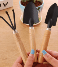 Mini gardening tool set with wooden handles – 3-piece kit for indoor plants, succulents, and home gardening care