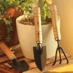 Mini gardening tool set with wooden handles – 3-piece kit for indoor plants, succulents, and home gardening care